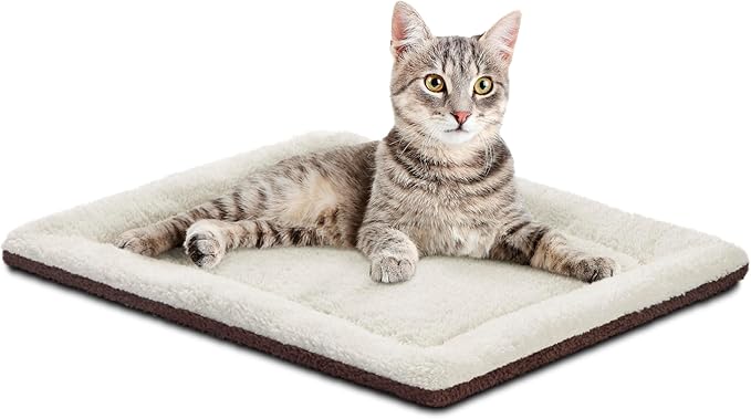 K&H PET PRODUCTS Self-Warming Cat Bed Pad, Self-Heating Thermal Cat and Dog, Cat Warmer Mat for Feral and Indoor Cats, Oatmeal/Chocolate 21 X 17 Inches