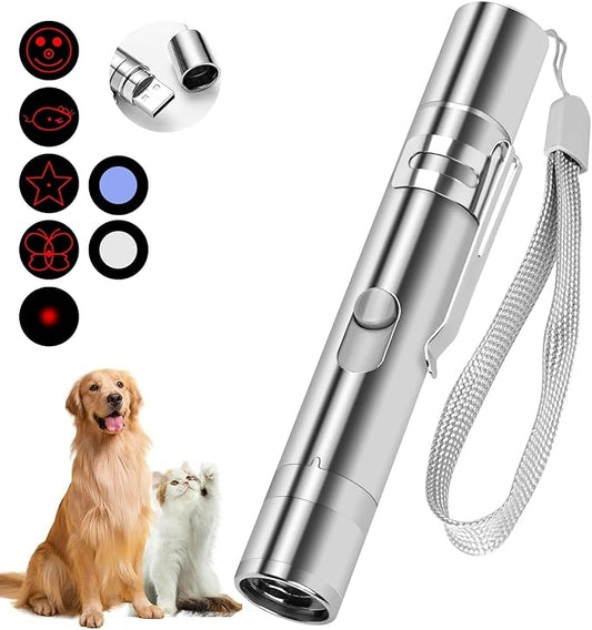 Cat Toys, Cat Toy Red Pointer for Indoor, Rechargeable, 5 Adjustable Patterns, 3 Modes Training Chaser Pet Toy Pointer, Interactive Pet Cat/Dog Toy for Cats Fun Playing Exercise