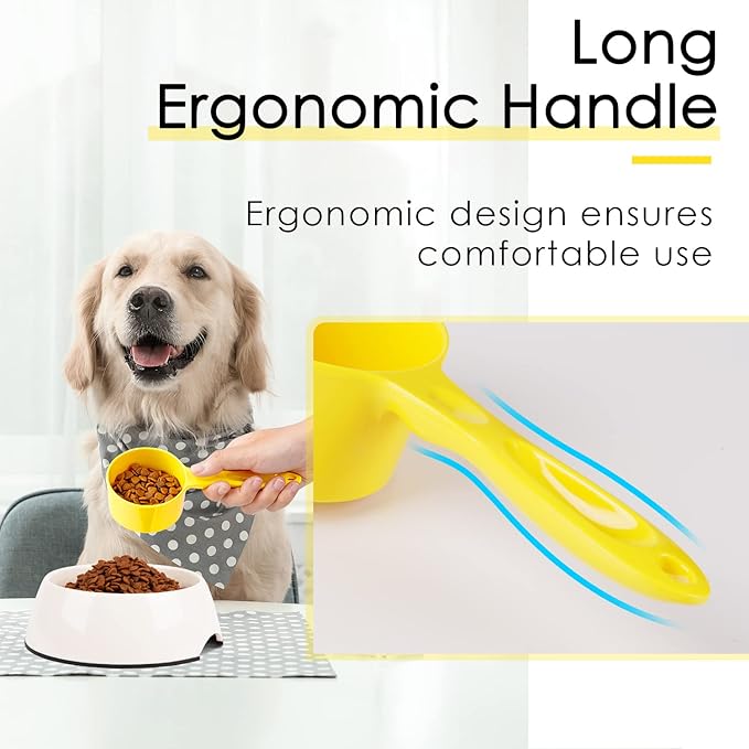 SUPERDESIGN 1 Cup Dog Food Scoop for Container Melamine Measuring Scoop for Dogs Cats Birds and Rabbits Pet Food Feeding Scoop Dishwasher Safe - Yellow