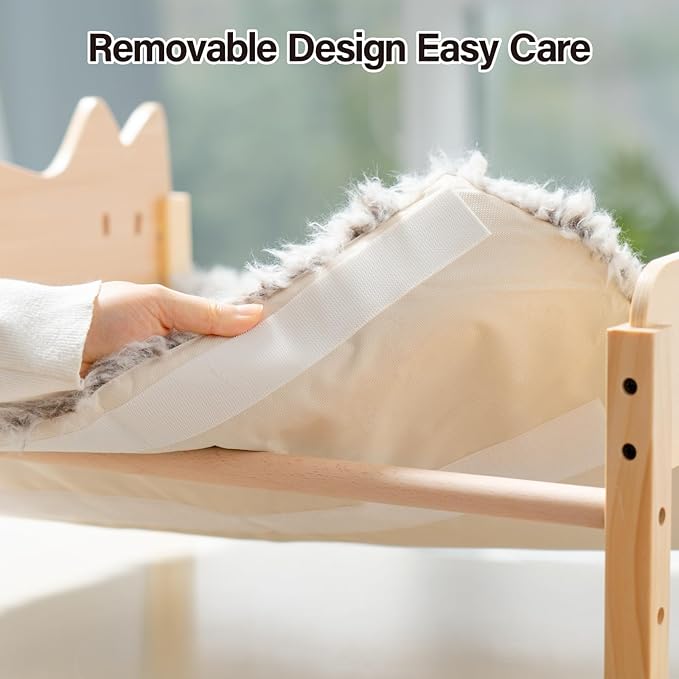 MEWOOFUN Cat Hammock Bed Elevated Pet Bed for Indoor Cats or Puppy, 21.7 X 16 Inch Floor Standing Dog Bed Pet Resting Hammock Cat Furniture Gift for Cats and Small Dogs (Plush Brown)