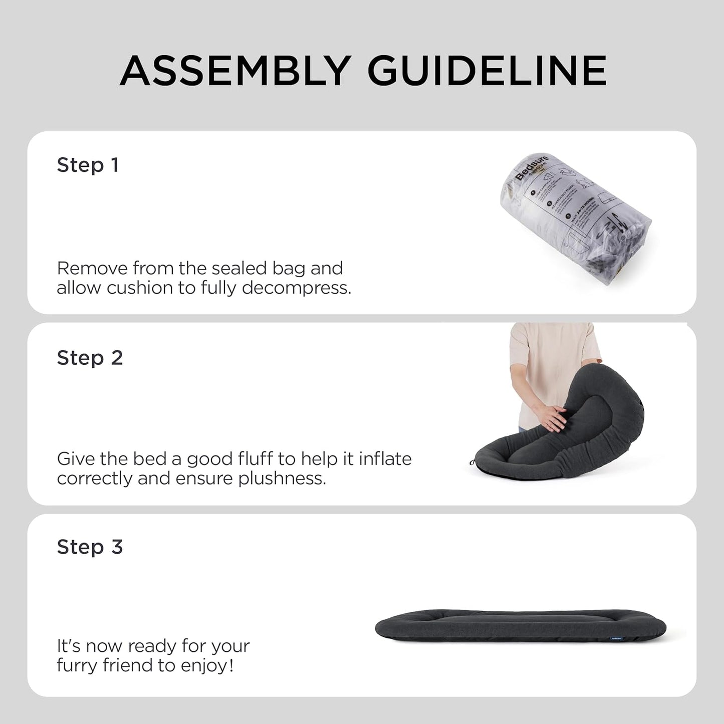 Bedsure Washable Dog Crate Pad for Extra Large Dogs, Anti-Slip Puppy Kennel Dog Bed for Crate - Ultra Soft Fleece Flat Thin Pet Mat (Not Chew Proof), Grey XL 41"x27"