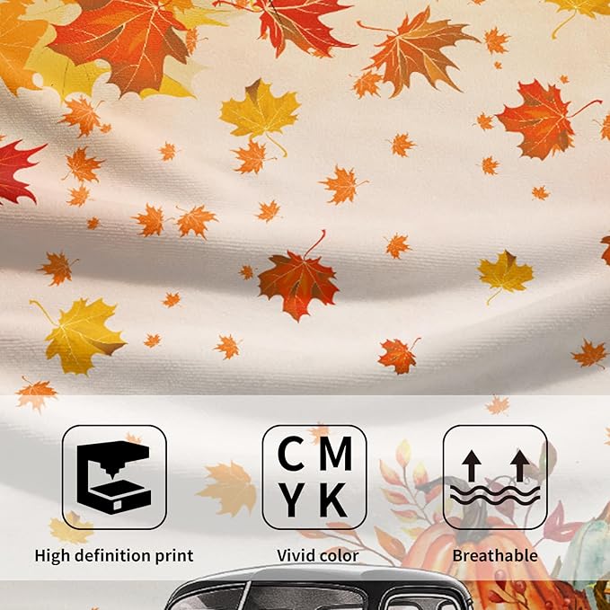 Giwawa Fall Plaid Truck Hand Towels Set of 2 Pumpkin Harvest Decorative Fingertip Towels Soft Face Towel for Bathroom Home Hotel Kitchen Decor