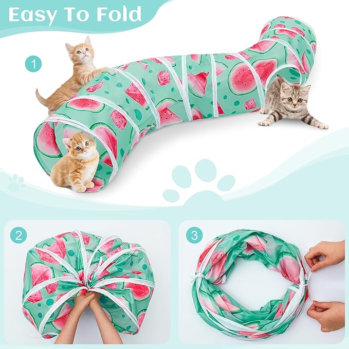 Cat Tunnel, S-Shape Cat Tunnels for Indoor Cats Foldable Cat Toys Cute Cat Tube with Mouse Toy Pet Cat Stuff