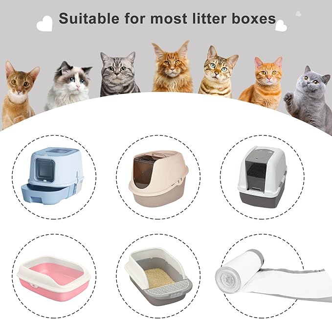 20 Count Cat Litter Box Liners, 21" x 11" Cat Litter Bags Compatible with Automatic Self-Cleaning Robot Thick Heavy Duty Drawstring Replacement Litter Box Liners