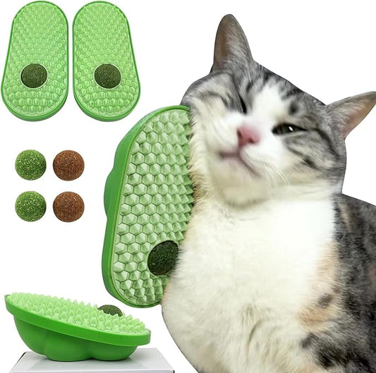 2 Pcs Catnip Toys Balls That Stick on Wall,Cat Toy Ball, Catnip Wall Balls for Cats Lick,Cat Face Scratchers, Cat self Groomer for Indoor Cats, Cat Corner Brush Wall