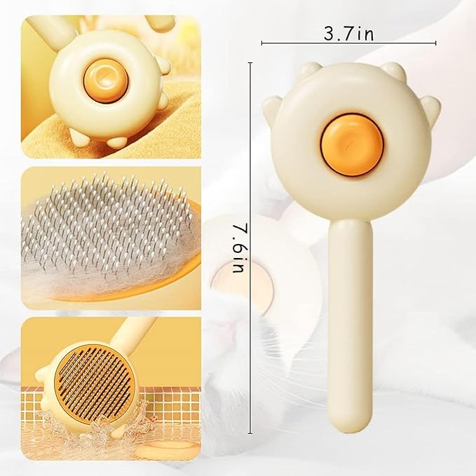 2-in-1 Magic Pet Comb & Grooming Brush Pet Hair Cleaner Brush Cat Shedding Brush Self Cleaning Slicker for Long & Short Hair Cats and Dogs(Purple)