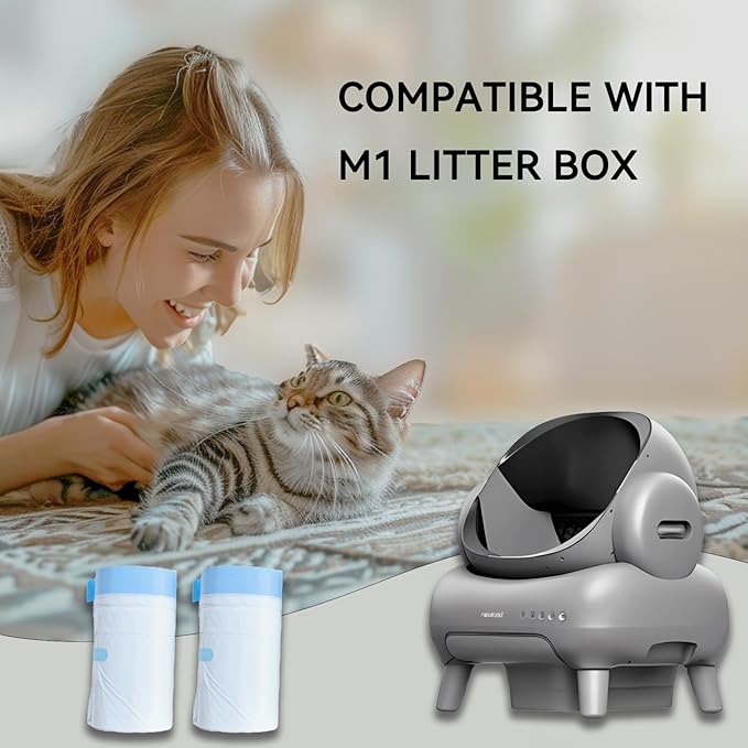 60 Count Heavy Duty Cat Litter Box Bags - Compatible with Neakasa M1 and PetPivot & Mimfam & teweoa Open-Top Self-Cleaning Litter Box,Leak-Proof Drawstring Trash Bags,27" x 13"