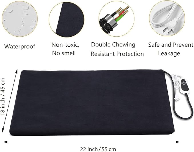TJOY Pet Heating Pad for Cats,Dog Heating Pad Temperature Adjustable Electric Heated Pet Bed Mat with Timer,Waterproof Pet Heating Pads Cat Warming Pad