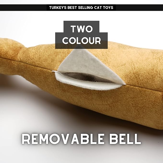 Fish Toy for Cats, Matatabi Silvervine Filled and Help Relief Anxiety, Kitten Catnip Essentials Treats Supplies Large Interactive Chew Big Kicker Toys for Indoor Cat (Golden)