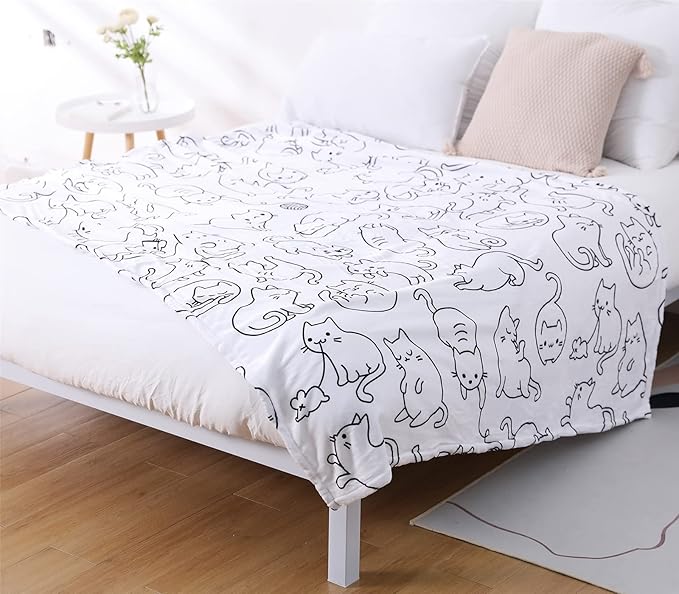 Sviuse Cat Blanket Twin Size Black and White Cats Pattern Throw for Women Girls Kitty Lovers Cat Mom (60" X 80", Cat 2)