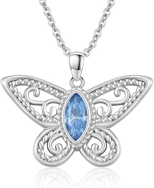 Black Cat/Fox/Owl/Panda/Butterfly/Cat/Dog Paw Print/Mushroom for Women Sterling Silver Animal Pendant Necklace Jewelry Christmas Birthday Gifts for Couples Sisters