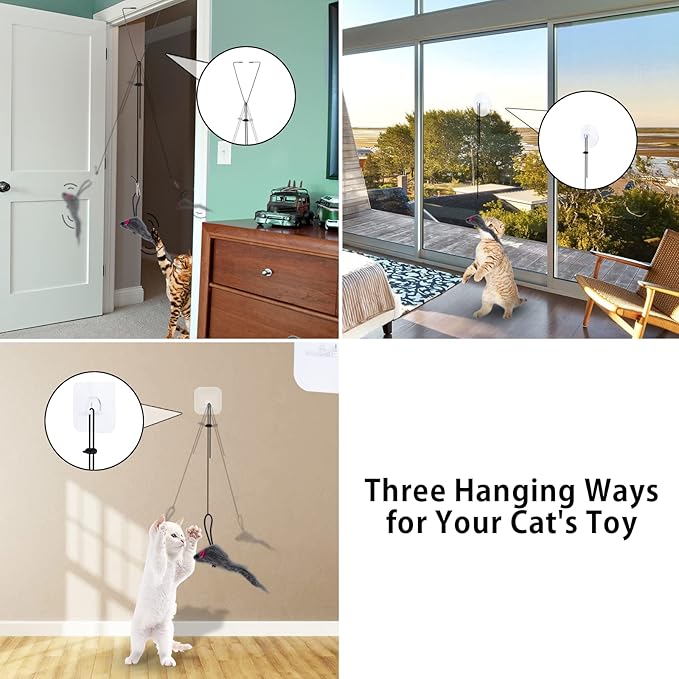 Interactive Cat Feather Toys, 15 Pack Self-Play Hanging Door Cat Mice Toys Hanging Interactive Cat Toys for Indoor Cats Kitten Play Chase Exercise, Cat Teaser Toy Mice Toys