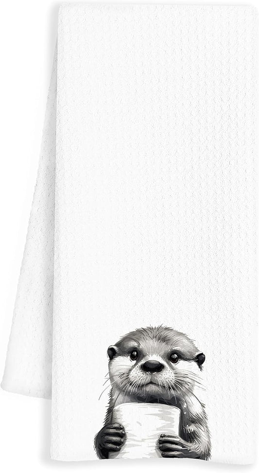 Otter Hand Towels for Bathroom - Gifts for Women and Lovers, Sea Otter Decor, Kids and Animal Bathroom Accessories, 16x24 Inch