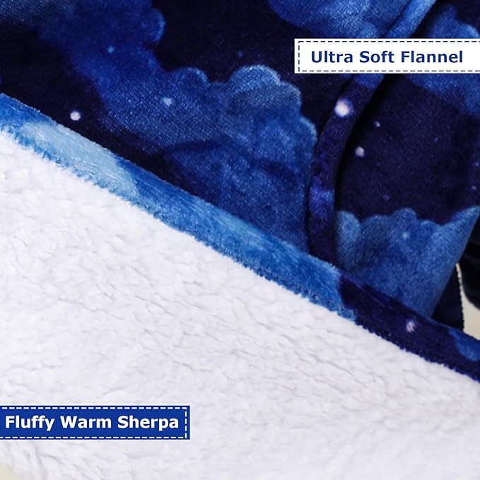 THREE POODLE Wearable Blanket Hoodie for Women, Oversized Sherpa Sweatshirt Blanket for Adults Men, Warm Cozy Cloudy Hooded Blanket, Gifts for Mom Girlfriend Sister