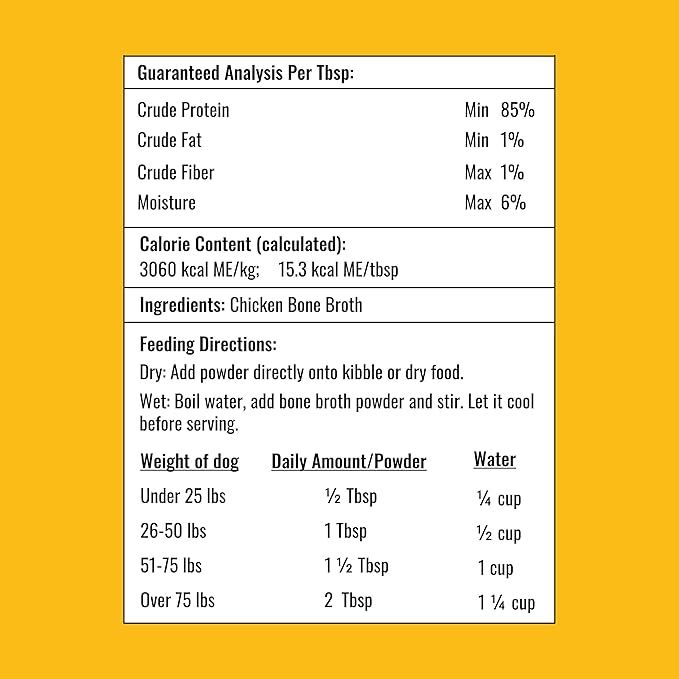 8oz Chicken Bone Broth Powder for Dogs and Cats – Premium Human Grade Chicken Broth Topper for Picky Eaters –Supports Joints and Gut Health – Bone Broth for Cats - Dog Food Toppers For Dry Food