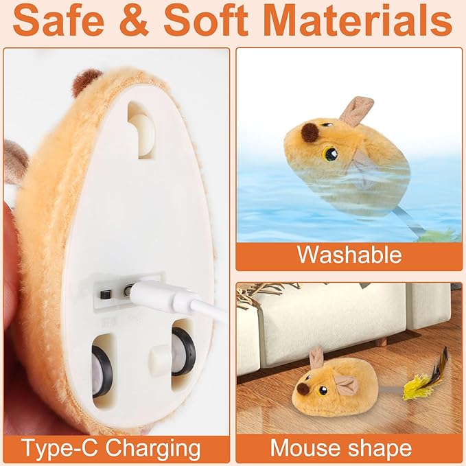 Interactive Cat Toys for Indoor Cats,Remote Control Mouse,Remote Control Cat Toy,Remote Control Mouse Cat Toy,Cat Mouse Toy,Mouse Toys for Cats,Moving Mouse Cat Toy,Motorized Mouse Cat Toy(Yellow)