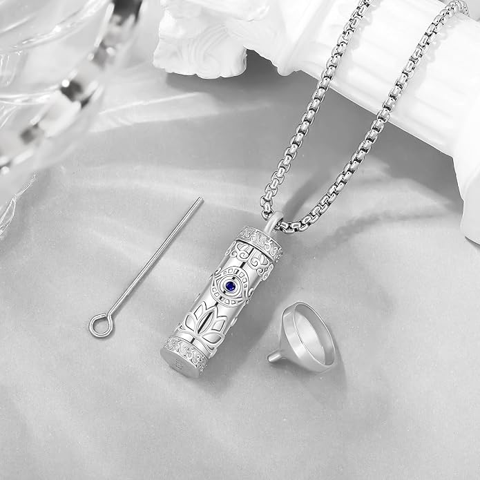 Aniu Cremation Jewelry for Ashes S925 Sterling Silver Urn Necklace Memorial Necklace for Human Ashes of Loved Ones Keepsake Pendant for Men Women