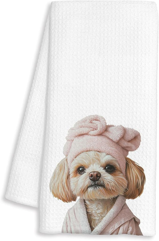 Pink Poodle Decor Bathroom Hand Towels Gifts - Cute Poodle Bathroom Towel, Pink Funny Cute Animal Hand Towels for Restroom Decor, Dog Gift for Women, Dog Lover Gifts, 16×24 Inches