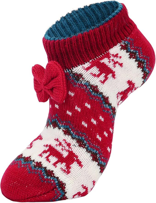 American Trends Fuzzy Socks for Women with Grippers Non Slip Christmas Socks