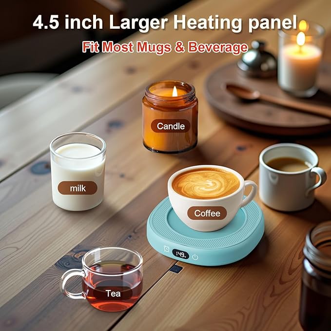 Bsigo Coffee Mug Warmer & Cute Cat Mug Set, Beverage Cup Warmer for Desk Home Office, Coffee Warmer for Cocoa Milk Tea Water, Candle Warmer with Three Temperature Up to 149℉/ 65℃, 8 Hour Auto Shut Off