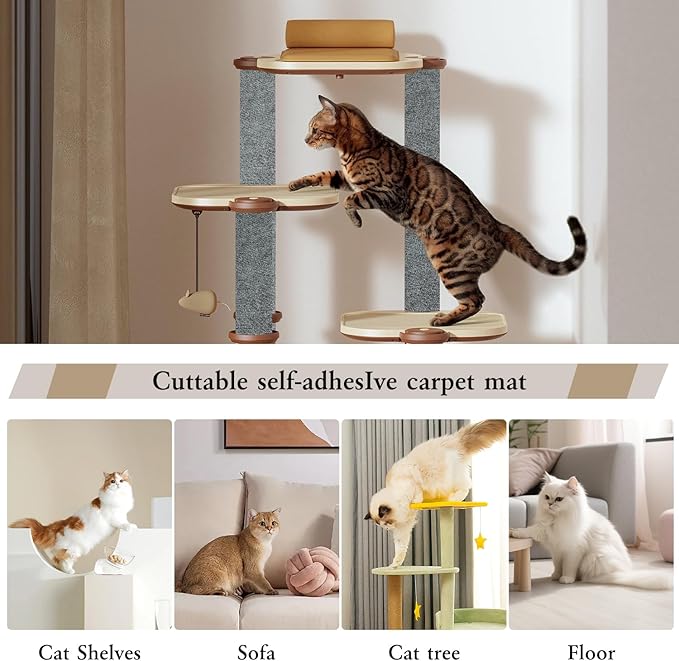 78.7" *15.8" Trimmable Cat Scratching Post Carpet, Cat Scratching Sat Self-Adhesive,Cat Scratching Mat for Cat Tree Shelf Shelves,Cat Carpet Scratching Post Scratcher Couch Protector