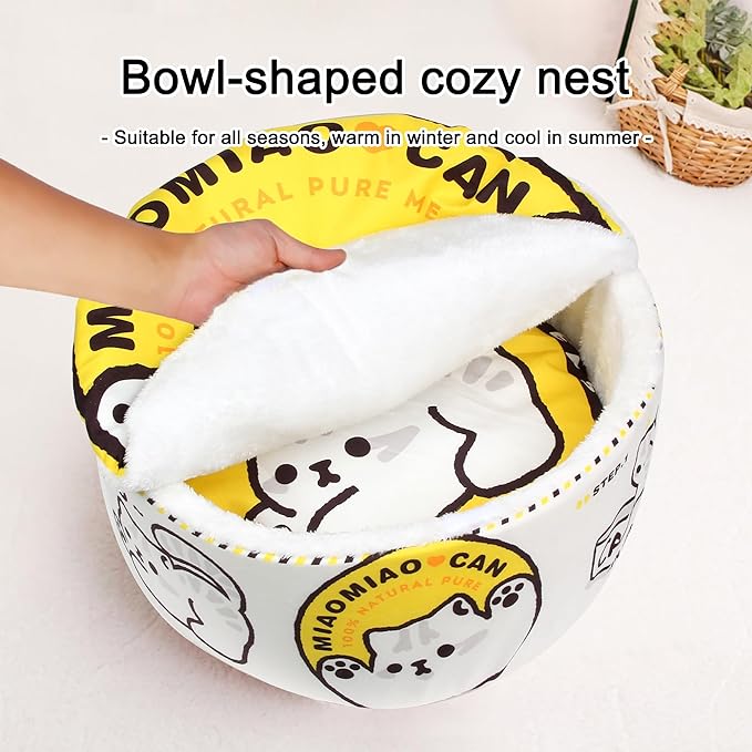 寵幸 Ramen Noodle Dog & Cat Bed,Keep Warm and Super Soft Creative Pet Nest for Indoor Cats,Removable Washable Cushion for Small Medium Large Dogs and Cats