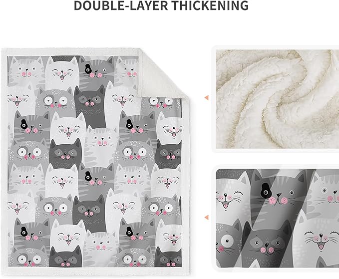 Jekeno Cat Soft Blanket Gifts for Women Mom Birthday Christmas Valentines Ideas Presents Decor Home Bedroom Living Room Cozy Plush Sherpa Throw for Cat Lovers Kids Teen Adults 50"x60"