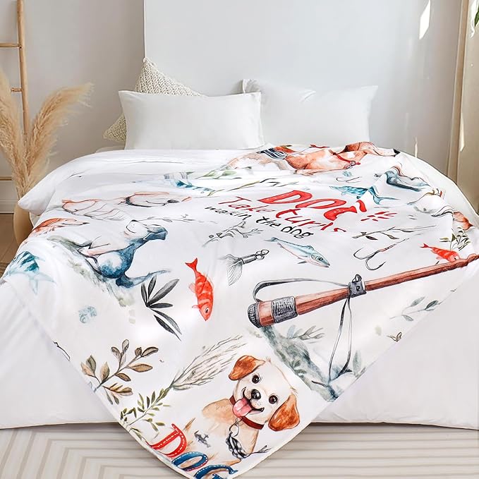 Tupmnbry Dog Throw Blanket Cute Dog Animal Pattern Blanket Super Soft Flannel Fleece Blankets Lightweight Fluffy Plush Bed Blanket for Bedding Sofa and Travel 50"X60"