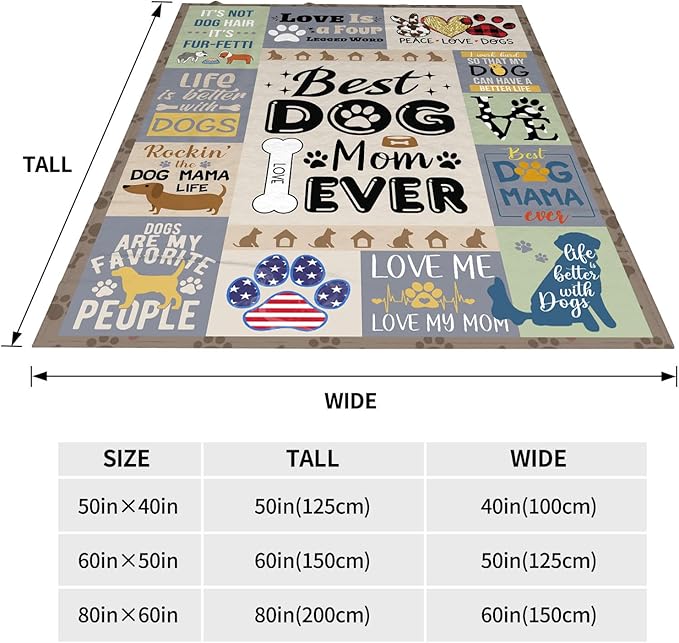Dog Mom Gifts for Women, Gifts for Dog Lovers Women, Mothers Day Dogs Lovers Gift Throw Blanket 50x60 Inch