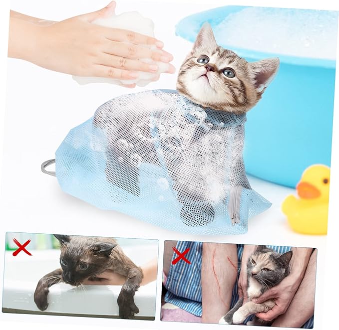 Adjustable Cat Bathing Multifunctional Breathable Cat Washing with Muzzle for Safe Shower and Nail Trimming for Cat Grooming and Care