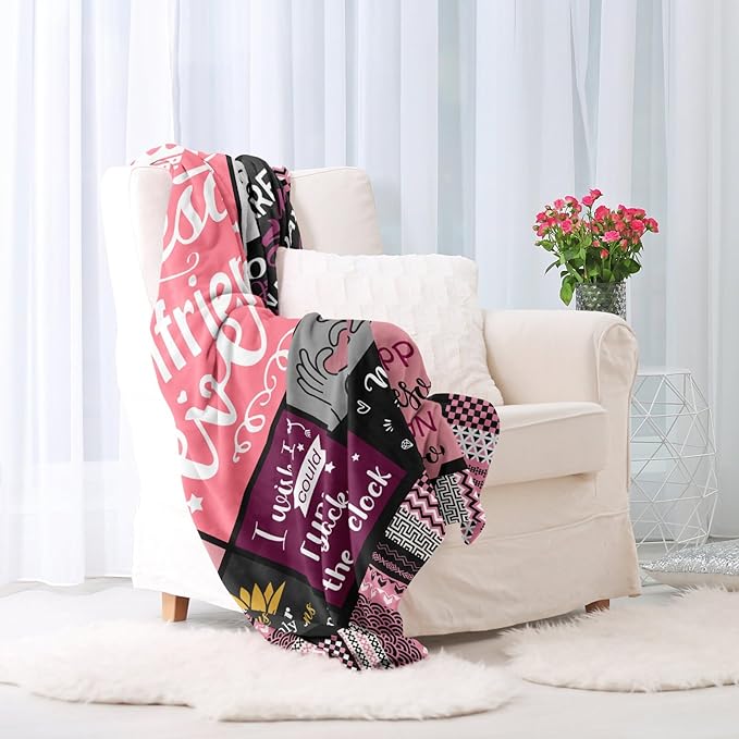 Gifts for Girlfriend Blanket 60"x50", Girlfriend Birthday Gifts for Women, Gift for Girlfriends, Cute Birthday Anniversary Romantic Blanket for Girlfriends