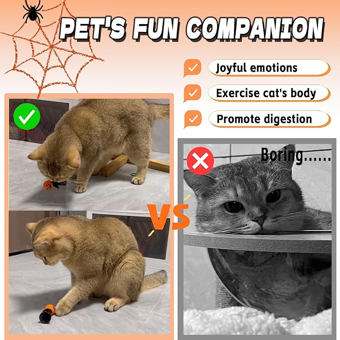 Fulxposs 10Pcs Cat Toys, Cat Toy Interactive Bouncy Ball, Cat Stuff Attract Cats Attention, Goth Cat Toys for Bored Indoor Adult or Kitten Cats Chew Bite Toys,for Pet-Loving Friends