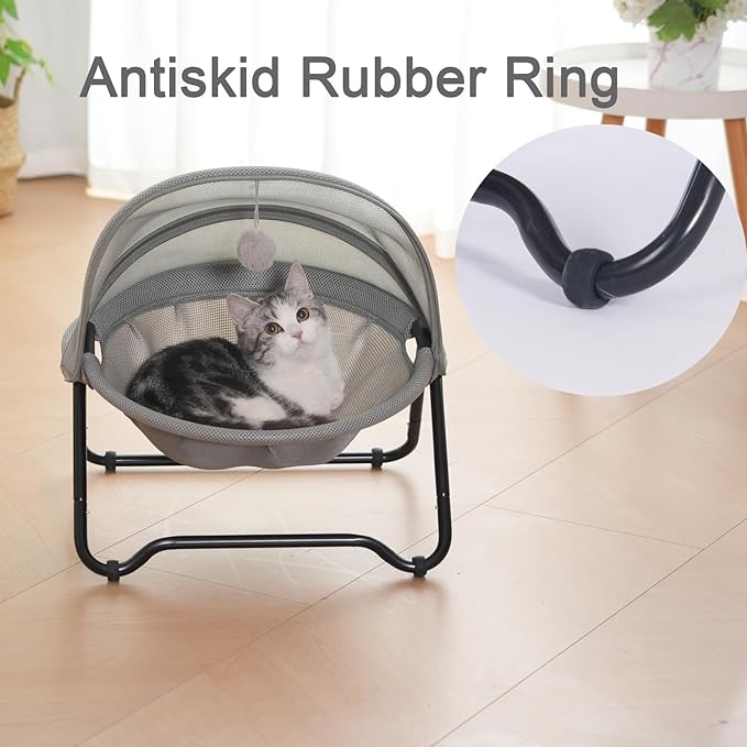 Cat Bed, Cat Hammock, Free-Standing Elevated Pet Hammock Bed, Small Dog Bed with Removable Washable Mesh, for Sleeping Pets up to 20 lb, Couch for Indoors (Gray)