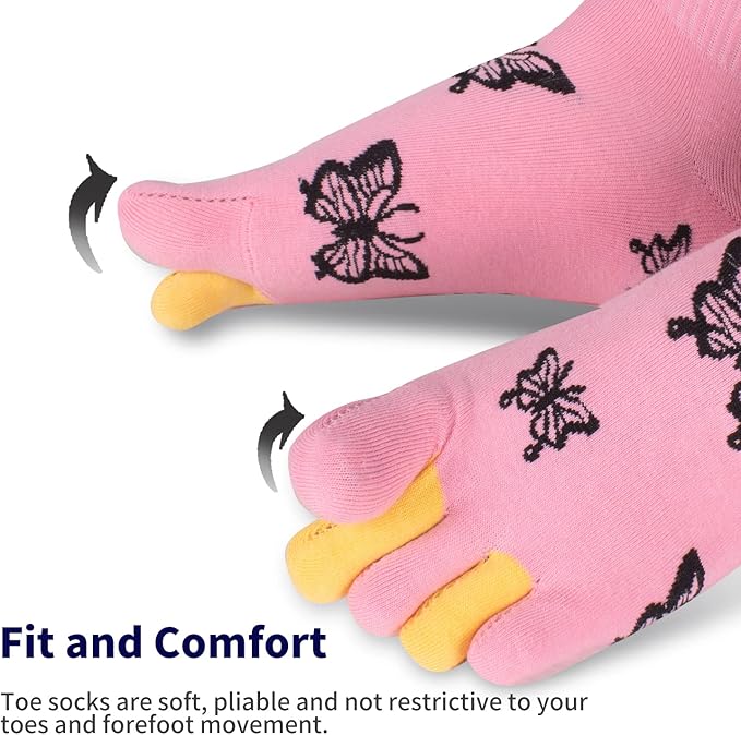 Benefeet Sox Toe Socks Women Men Cute Cat Five Finger Socks for Girls Colorful Cotton Ankle Athletic Running Socks with Toes
