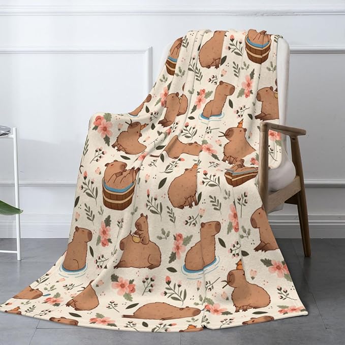 Capybaras Blanket Throw Blanket for Bed Soft Cozy Fluffy Couch Blankets Fleece Blanket Throw Gifts for Women Men Girls Boys 80"x60"