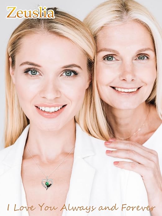 Birthstone Cat Necklaces,925 Sterling Silver Cat Necklace Heart Pendant for Women,Dainty Animal Jewelry for Her,Wedding Anniversary Birthday Gifts for Women Mom Grandma