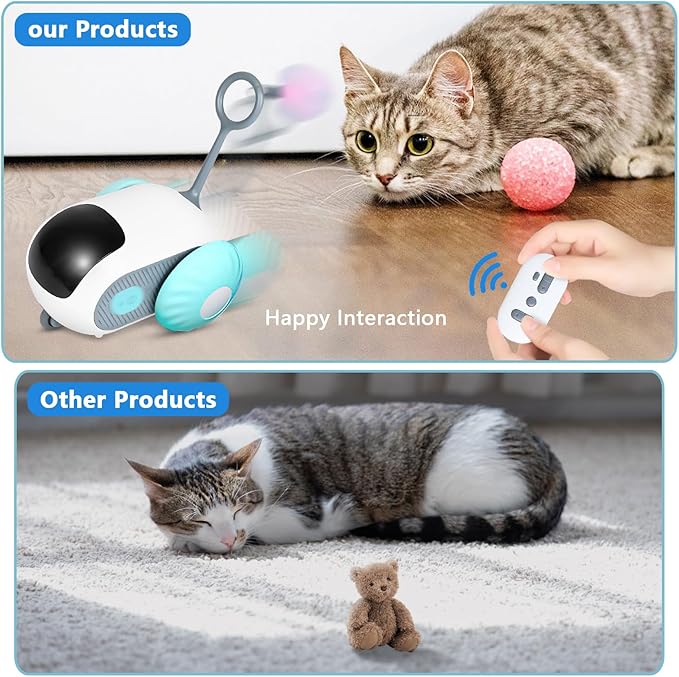 Interactive Cat Toys for Indoor Cats, Remote Control Smart Cat Toy, Automatic Mobile Car Toy, USB Rechargeable Cat Mouse Toys, Moving Cat Toy