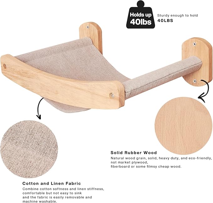 Cat Hammocks Shelf for Wall - Indoor Modern Cat Wall Furniture & Beds, Large Cat Floating Shelves and Perches for Wall, Sturdy Soft Cat Wall Bed for Climbing, Playing, Sleeping, Lounging