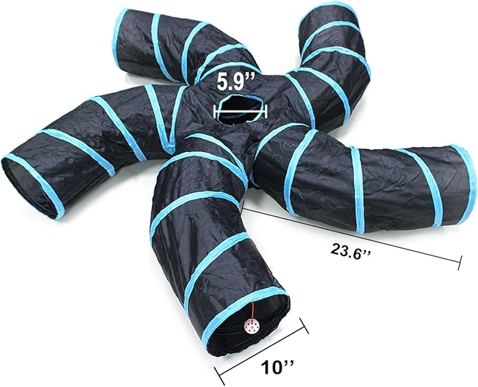 Bemodst Cat Tunnel for Indoor Cats, 2 Way/3 Way/4 Way/5 Way Cat Tubes and Tunnels Collapsible S-Shape Small Animal Tubes Kitty Tunnels Interactive Maze Cat Toy for Kitten Rabbit Ferret - 5 Way