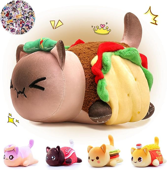 KOWSI Taco Cat Plush Toys Blind Box Cat Plush Series-100% Polyester Embroidery Plush Pillow-Cute Popular Cat Plush Collectibles (Taco Cat Plush)