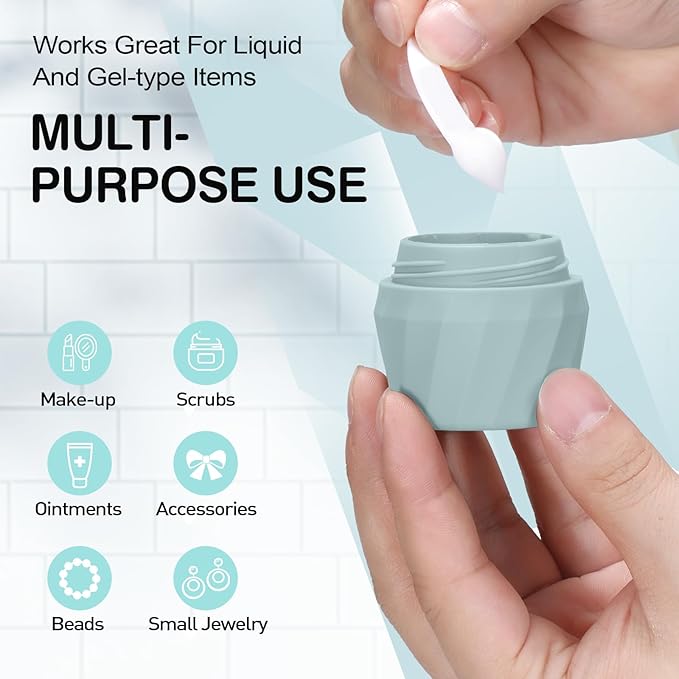 14pack Travel Bottles for Toiletries, TSA Approved Travel Size Toiletries Containers Set, Premium Silicone Leak Proof Refillable Squeezable & Creams jars Accessories Kit W/Clear Bag (Gray)