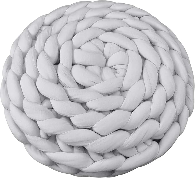 Lucky Monet Cat Basket Bed Cotton Knitted Round Pet Beds for Cats Cute Boho Cat Pet Bed Warm Woven Cat Nest for Puppy Kitten Cats Dogs (15.7", Light Gray)