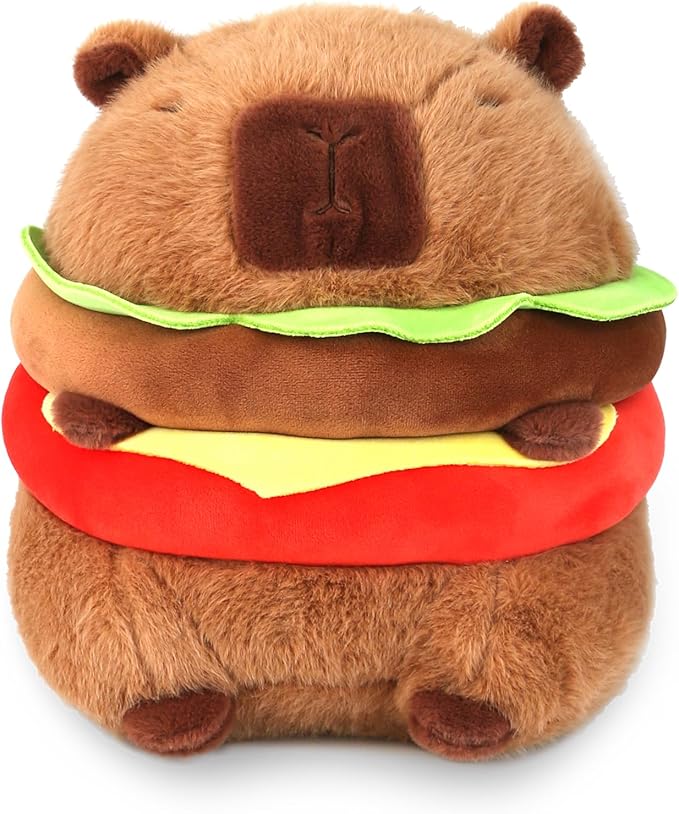 Cute Hamburg Capybara Plush Pillows Soft Capybara Stuffed Animals Capybara Plushie Birthday for Kids（7.87in）