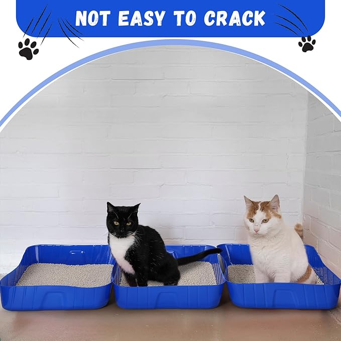 Bokon 25 Pcs Disposable Litter Boxes for Cats Plastic Cat Litter Tray Kitten Litter Pan for Kitty Rabbit Guinea Pig Hamster Pets Supplies Travel Home Toilet, 15.7 x 11.8 x 3 Inches (Royal Blue)