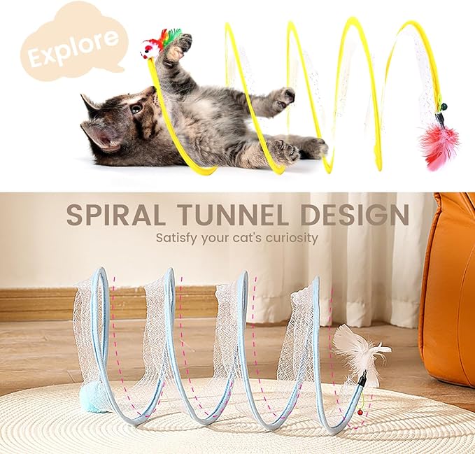 2 Pcs Folded Cat Tunnel Toy, Indoor Cat Activity Structure, Portable and Foldable, Promoting Happiness and Comfort for Your Beloved Feline Companion