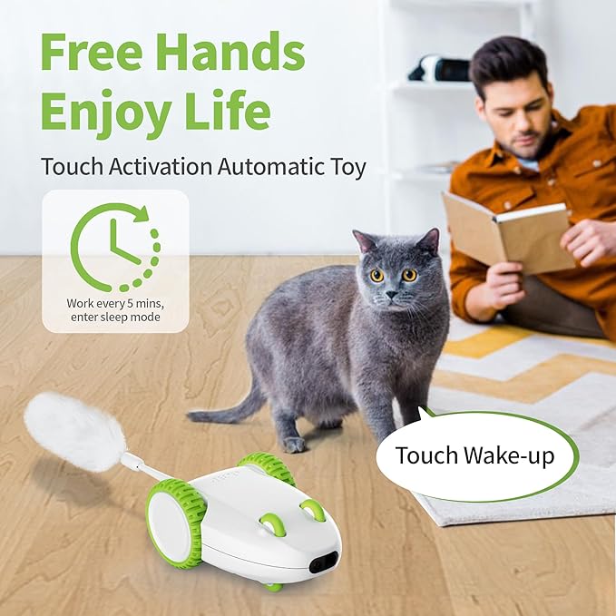PETGEEK Automatic Cat Mouse Toys Interactive Cat Toys for Indoor Cats, Smart Sensing Moving Squeaky Mouse Cat Toys, USB Rechargeable Best Gift for Birthday, Thanksgiving, Christmas, New Year