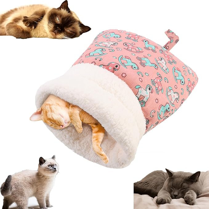 Cat Sleeping Bag,Cat Sleeping Bag for Indoor Cats,2025 Upgraded Cat Sleeping Bag for Indoor Cats,Cat Sleeping Bags,Sleeping Bag for Cats(Pink)