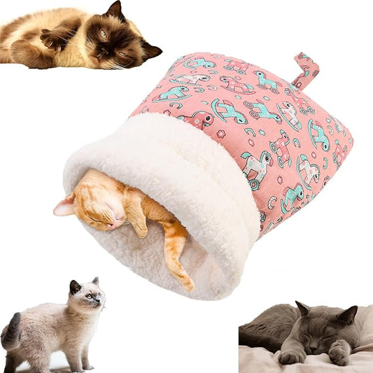 Cat Sleeping Bag,Cat Sleeping Bag for Indoor Cats,2025 Upgraded Cat Sleeping Bag for Indoor Cats,Cat Sleeping Bags,Sleeping Bag for Cats(Pink)