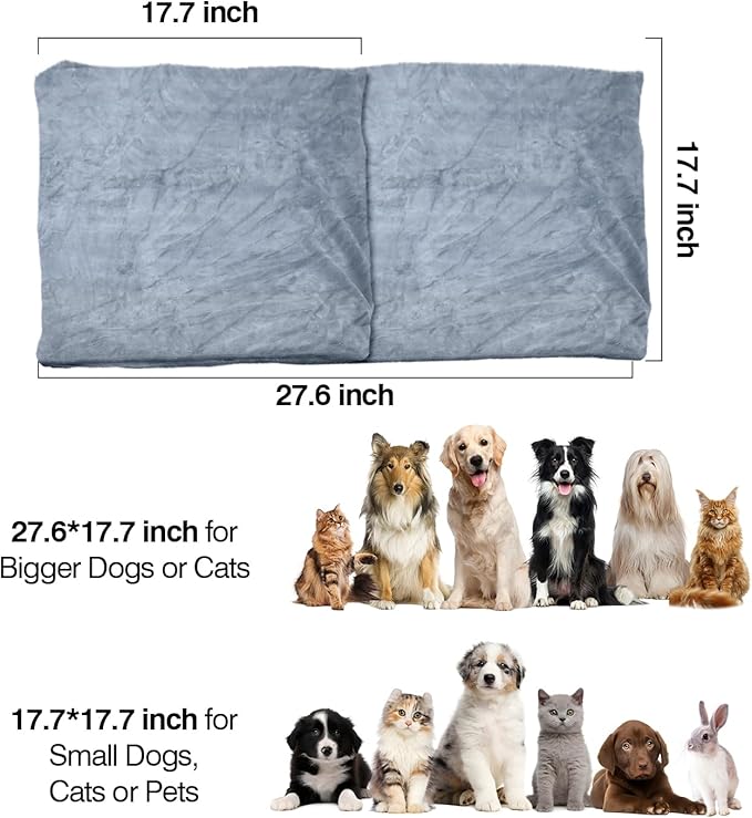 Pet Heating Pad, Indoor Waterproof Electric Heating Pad for Dogs Cats with 4 Timer and 9 Level Adjustable Temperature, Chew Resistant Cord, Detachable Cover -Large 27.5x17.7x0.5 (Grey)