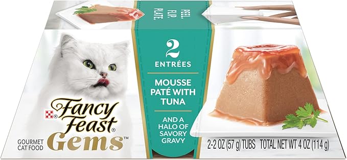Fancy Feast Gems Pate Cat Food Mousse With Tuna and a Halo of Savory Gravy Cat Food - (Pack of 8) 4 oz. Boxes